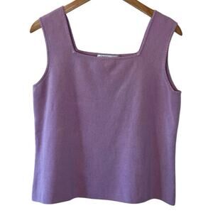 Ilyse Hart LTD Silk Blend Square Neck Cropped Y2K Sleeveless Tank Top Medium